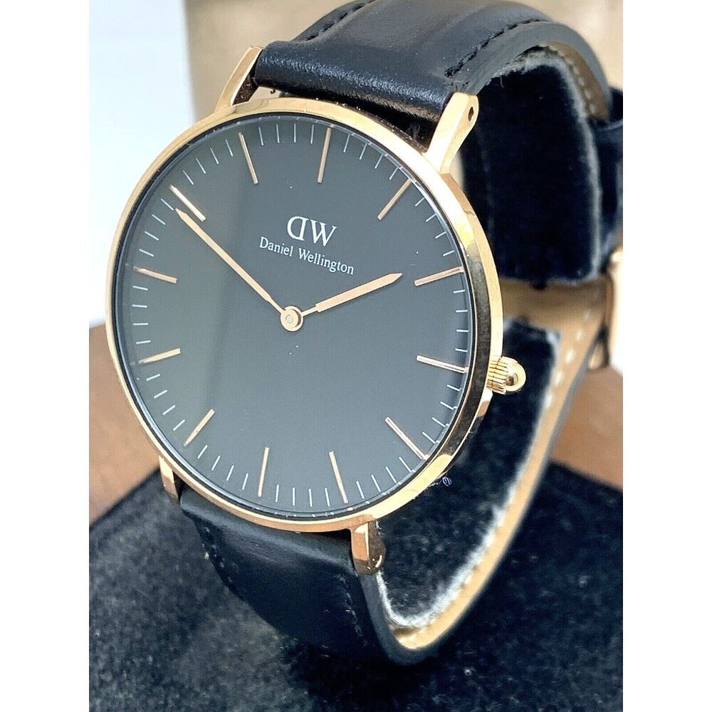 Daniel Wellington Women's Watch DW00100139 Rose Gold Black Leather Strap 36mm
